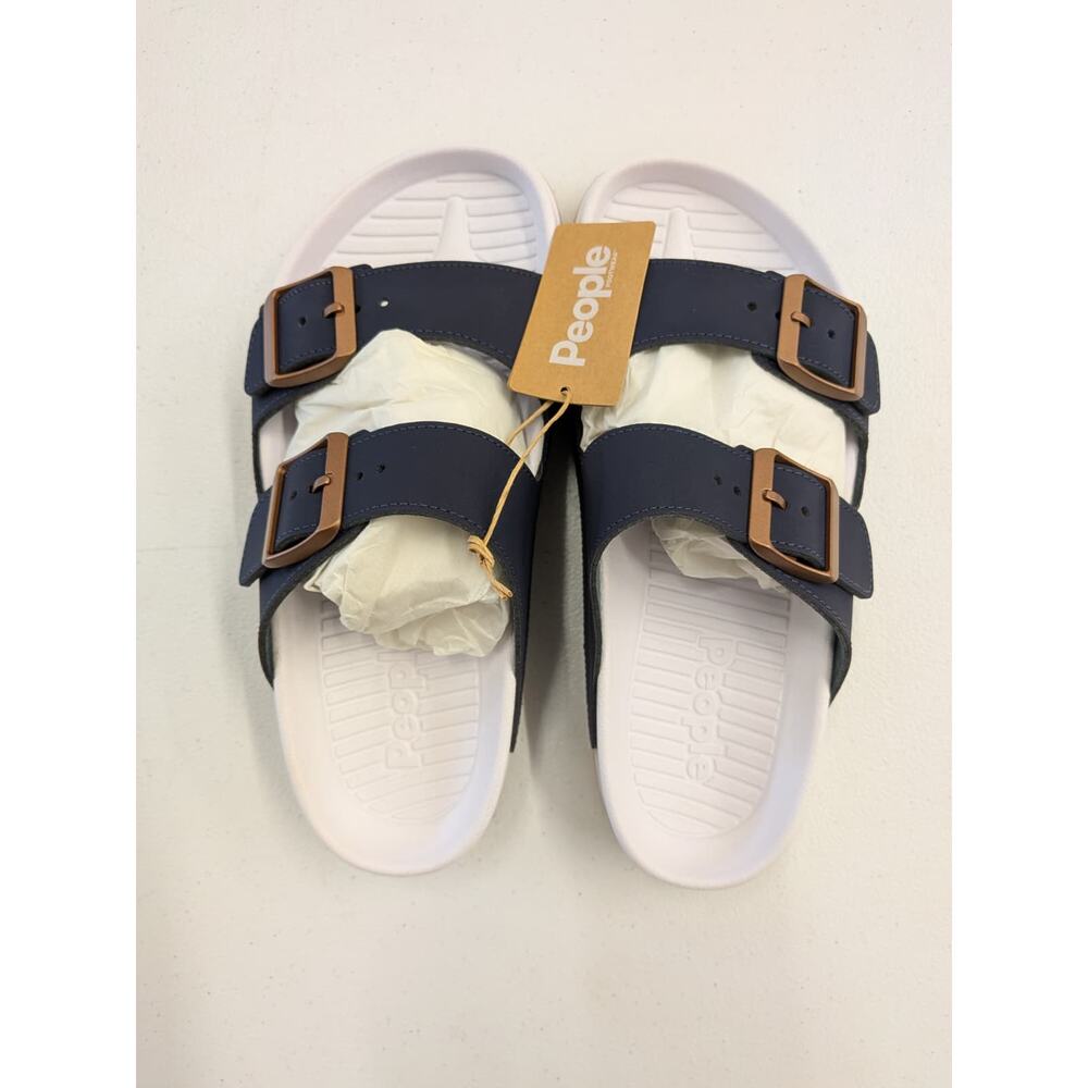 People Footwear The Lennon Heritage Slides Women’s Size 7 Navy White Comfort